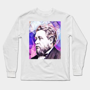 Charles Spurgeon Pink Colourful Portrait | Charles Spurgeon Artwork 9 Long Sleeve T-Shirt